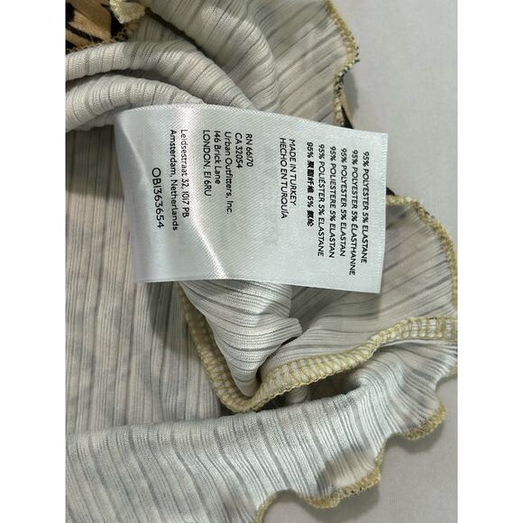 NWT Urban Outfitters Alba Halter Top Black Beige Printed Racerback Size Small - Picture 11 of 14